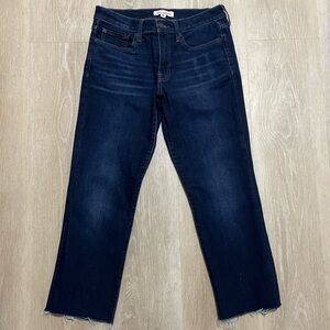 Lucky Brand - Mid-Rise Raw Hem Straight Jeans Size 30 Twilight/Dark Blue Denim